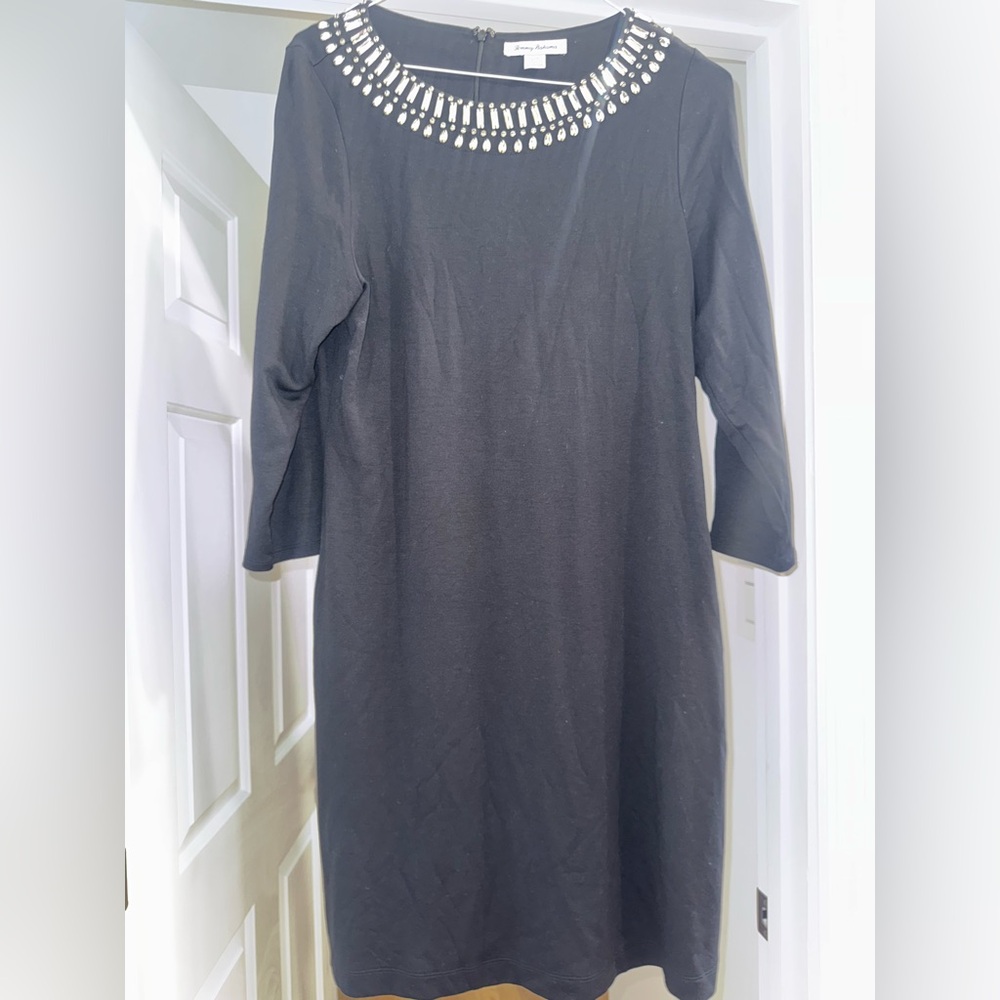 Tommy Bahama Black Dress with Embellished Neckline